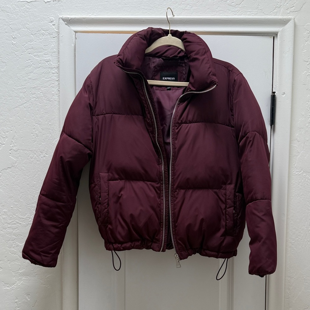 Express Deep Maroon Puffer Jacket